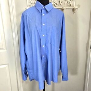 ⭐️Van Heusen Royal Oxford 100% Cotton Blue Button Up Men's Blue Shirt Size 17